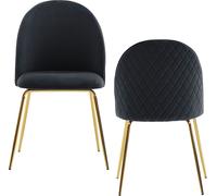 WOHNLING Chaise de salle à manger (lot de 2) Noir Velours Chaise de cuisine à coque Chaise