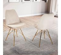 WOHNLING Chaise de salle à manger (lot de 2) Tissu Beige Chaise Scandinave Chaise de cuisine