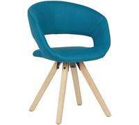 WOHNLING Chaise de salle à manger pétrole tissu, bois massif rétro, chaise de cuisine avec dossier, chaise avec pieds en bois, chaise rembourrée charge maximale 110 kg