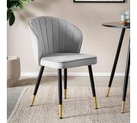 WOHNLING Chaise de salle à manger set de 2 velours gris Chaise Scandinave Chaise de cuisine