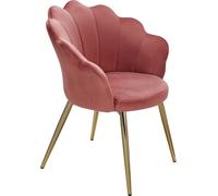 Chaise de salle à manger - WOHNLING - Tulipe - Velours rose - Design scandinave - Pieds dorés