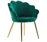 Chaise tulipe 47,5x53x80 cm en velours vert et fer doré