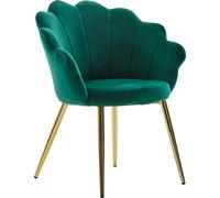 Chaise tulipe 47,5x53x80 cm en velours vert et fer doré