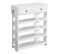 WOHNLING Chaussures Design 60 x 79 x 24 cm étagère d'entrée Blanc | Étagère à Deux tiroirs Étagère Haute à 4 Compartiments
