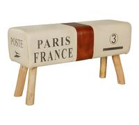 WOHNLING Cheval d'arçon Banc Canvas 91x30x51 cm Cuir Véritable Tissu Marron