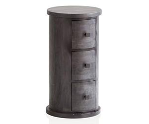 WOHNLING Commode 34x34x65 cm Bois Massif Manguier Noire avec 4 Tiroirs