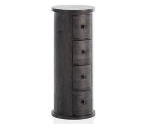 WOHNLING Commode 34x34x85 cm Bois Massif Manguier Noire avec 4 Tiroirs