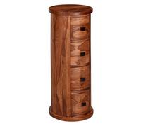 WOHNLING Commode 35x35x85 cm Bois Massif Sheesham avec 4 Tiroirs, Étroit