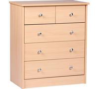Wohnling Commode en hêtre 60 x 70 x 35 cm Sideboard Buffet avec 5 tiroirs ; WL1.338