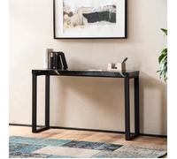 WOHNLING Console 120x40x76 cm Noire Brillante Effet Marbre