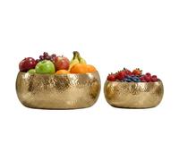 WOHNLING Coupe à fruits lot de 2 Aluminium Or Martelée Fait main