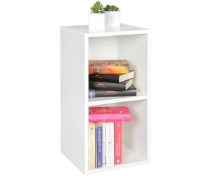WOHNLING Debout étagères Blanc pour Les Livres 2 Compartiments de Clare MDF | Design Support de Rangement | Sol Moderne étagère en Bois | Petit Equipet Ouvert
