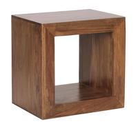 WOHNLING Debout étagères en Bois Massif Sheesham 44cm High Cube étagère Design Style campagnard de Table Produit Naturel étagère en Bois