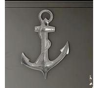 WOHNLING Déco Ancre 47x4x70 cm Aluminium Argentée XXL, Maritime | décoration murale avec détails de cordage, figure en métal grand, décoration murale fait main, chaque pièce est unique