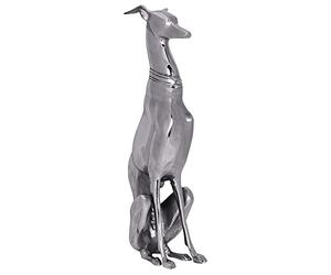 WOHNLING Décoration Design Chien Aluminium argenté Chien Greyhound Sculpture Statue