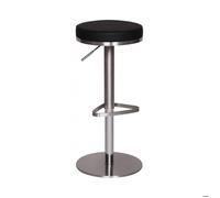 Tabouret de bar rond réglable en hauteur 38x38x57/82 cm en PU noir