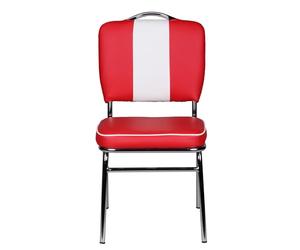 WOHNLING Elvis American Diner des années 50 Retro | Siège rembourré avec Dossier | Chaise de Salle à Manger Couleur Rouge Blanc