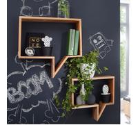 WOHNLING Ensemble de 2 étagères murales Feuillus Acacia étagère murale Wandboard Cubes New
