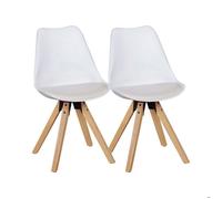 WOHNLING Ensemble de 2 Salle à manger rétro chaise blanche rembourrée cuisine Chaise dossier