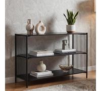 WOHNLING Étagère 120x40x80cm MDF Métal, Étagère de classement Noir | Étagère ouverte design à barreaux - buffet, bibliothèque ou console pour salon, couloir et bureau