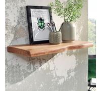 WOHNLING Étagère Murale 60 cm Acacia Massif Bord Naturel, Étagère Flottante | étagère murale rustique au style campagne, étagère suspendue pour livres et déco, fait main, chaque étagère est unique