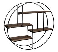 Wohnling Étagère murale 70 x 70 x 18 cm Mango en bois massif/métal - Petite étagère flottante industrielle - Étagère suspendue pour salon - Bibliothèque murale