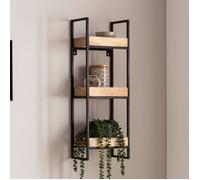 WOHNLING Étagère Murale Bois Massif Métal 27x77x18 cm Étagère Suspendue Flottante