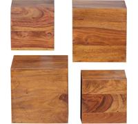 Wohnling Étagère murale en bois massif de Sheesham Lot de 4 étagères murales 25 cm et 20 cm WL1.531