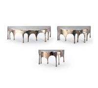 WOHNLING Étagère Murale Lot de 3 Aluminium Argent Optique Goutte - Étagère Suspendue Originale en métal - Étagère Flottante Design Drops Alu - Planche Murale décorative Moderne Faite à la Main