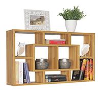 WOHNLING Étagère Murale PAOLA 85x16x47,5 cm MDF Hêtre, Étagère Suspendue | étagère murale flottant avec différent grande compartiments, étagère flottante ouverte, étagère pour livres et déco