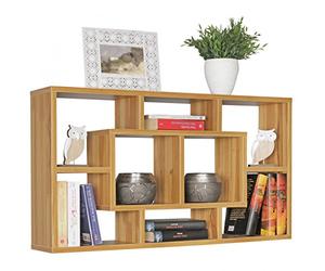 WOHNLING Étagère Murale PAOLA 85x16x47,5 cm MDF Hêtre, Étagère Suspendue | étagère murale flottant avec différent grande compartiments, étagère flottante ouverte, étagère pour livres et déco