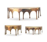 WOHNLING Étagère Murale Set de 3 Aluminium Or Optique Goutte - Étagère Suspendue Originale Métal - Design Drops Étagère Flottante Alu - Tablette Murale décorative Moderne Faite à la Main