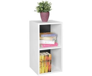 WOHNLING étagère sur Pied Bois 30x60x30 cm Moderne Blanc Noir étagère Petite | Etagère Murale étagère de Rangement étroite | Petite bibliothèque 2 étagères | Étagère de Niche en Bois au Design