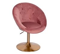 WOHNLING Fauteuil de Salon Velours Rose/Or Design, Chaise pivotante, Fauteuil Club rembourré avec Dossier, Fauteuil pivotant de Cocktail, Fauteuil en Tissu