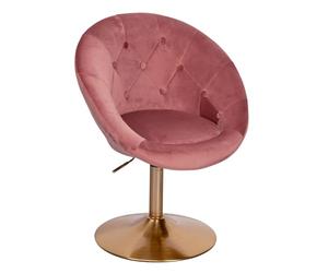 WOHNLING Fauteuil Lounge Velours Rose Doré, Chaise Pivotante Chesterfield