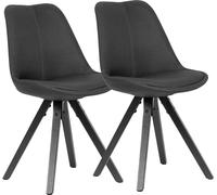 WOHNLING Lot de 2 chaises de salle à manger anthracite avec pieds noirs Chaise scandinave, chaise rembourrée avec revêtement en tissu, chaise de cuisine design rembourrée