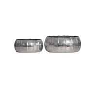 Wohnling Lot de 2 jardinières en métal argenté - Design rond - En aluminium - Pour l'intérieur - 2 pièces - Effet martelé