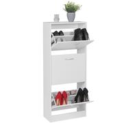 WOHNLING Meuble Chaussures 50x24x125 cm Blanc Abattants