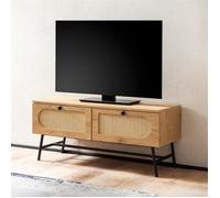 WOHNLING Meuble TV 100 cm Lowboard Tiroir Commode TV Rotin Espace de Rangement