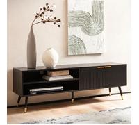 WOHNLING Meuble TV 150x39x51 cm Noir Décor Chêne Meuble Télé