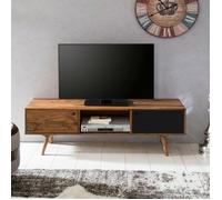 WOHNLING Meuble TV REPA 140x35x45 cm Bois Massif Sheesham 2 Portes
