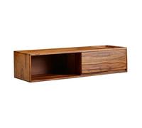 WOHNLING Meuble TV Suspendu 108x34x25 cm Bois Massif Sheesham Meuble Télé | table TV fixé au mur avec rangement, meuble TV marron, meuble télé pour salon, pièce unique faite main