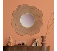 WOHNLING Miroir Murale Rose Métal 77 cm Miroir Mur Couloir Grand Doré Rond Cadre
