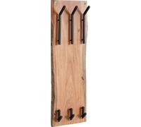 WOHNLING Porte-Manteau Design en Bois d'acacia Massif/métal 35,5 x 100 x 11 cm | Crochet Porte-Manteau Mural à 2 rangées | Armoire en Bois
