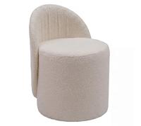 WOHNLING Pouf en Tissu Teddy 40cm Crème Rond - Pouf Design en Tissu - Pouf rembourré avec Dossier - Tabouret de Coiffeuse - Pouf d'appoint Lounge pour Salon Fait Main