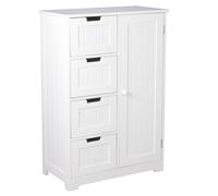 WOHNLING Salle de Bains Design Meuble de Style Pays Luis MDF 65 x 83 x 30 cm Blanc | Petite Armoire de Salle de Bain 4 tiroirs et 1 Porte | Armoire latérale Armoire à usages Multiples
