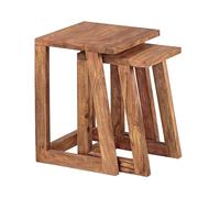 WOHNLING Set de Table Solide Palissandre Bois de Salon Design carré Table de Chevet fixé Style campagnard 2 Side