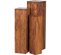 Wohnling Sheesham massif Tables d'appoint, lot de 3, colonne ; WL1.566