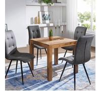 WOHNLING table à manger en bois massif Sheesham 80 cm table à manger table en bois design Cuisine style campagnard de table brun