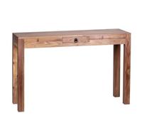 WOHNLING Table Acacia Console solide 110 cm tiroir bureau vinaigrette